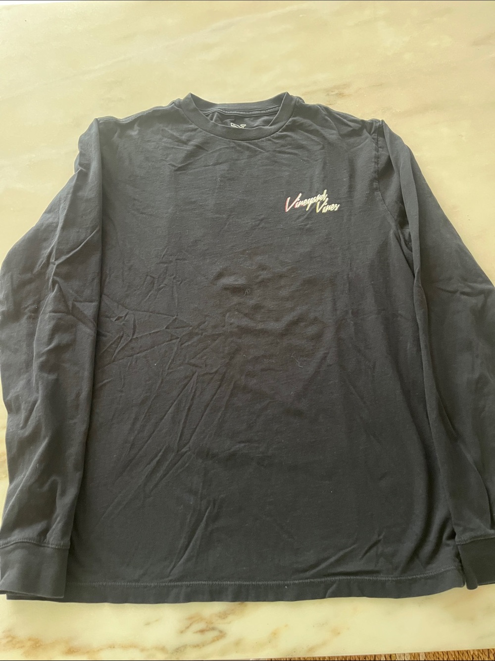 Vineyard Vines Navy Long-Sleeve Tee with Script Logo